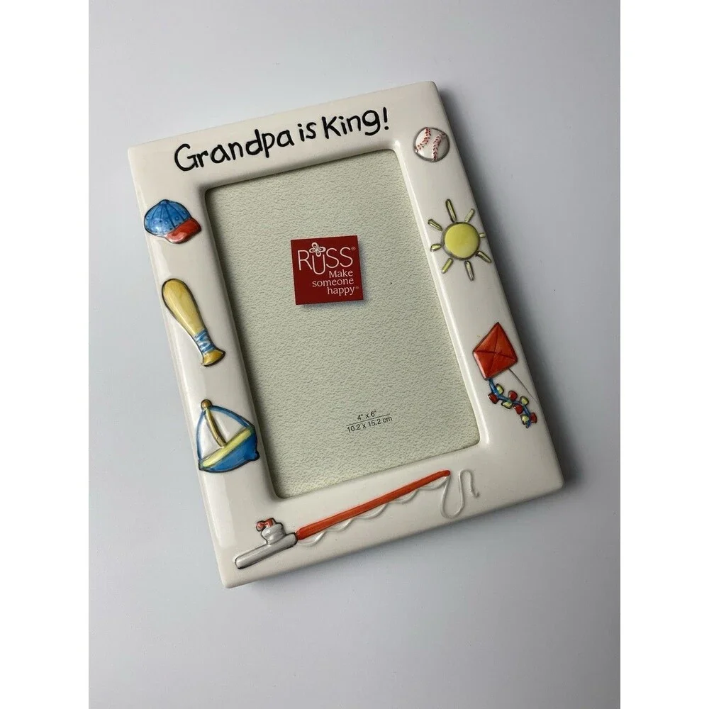 Grandpa Colorful Ceramic Picture Frame 4x6 Photo Insert